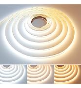 GOMING 24V Spotlight Linear CCT Tunable White COB LED Strip 2700-6500K 16.4ft(5M) 624LEDs/M CRI 9...