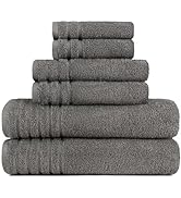 BW Luxe Home - 100% Soft Turkish Cotton 6 Piece Gray Towel Set (2 Bath, 2 Hand, 2 Wash). 600 GSM,...