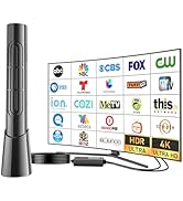 GREVA 4K Amplified HD Digital TV Antenna Indoor Long 1500 Miles Range Smart TV, Supports 4K 1080p...
