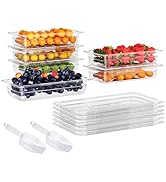 HNEDSEN 6 Pack Plastic Food Pan with Lid 1/3 Size 2.5 Inch Deep Restaurant Clear Food Storage Con...