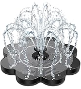 Yzert Solar Fountain Flower Shape-No Battery, Glass Solar Water Fountain with 7 Nozzles &amp; 4 Fixer...