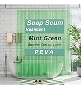 AmazerBath Shower Curtain Liner, 72x72 Clear Mint Green Shower Curtain Liner, Lightweight Plastic...