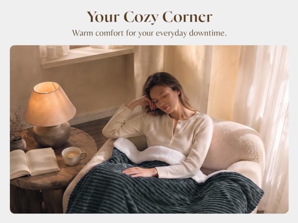 Heated throw for cozy couch comfort, electric blanket for sofa, warm sherpa for everyday use