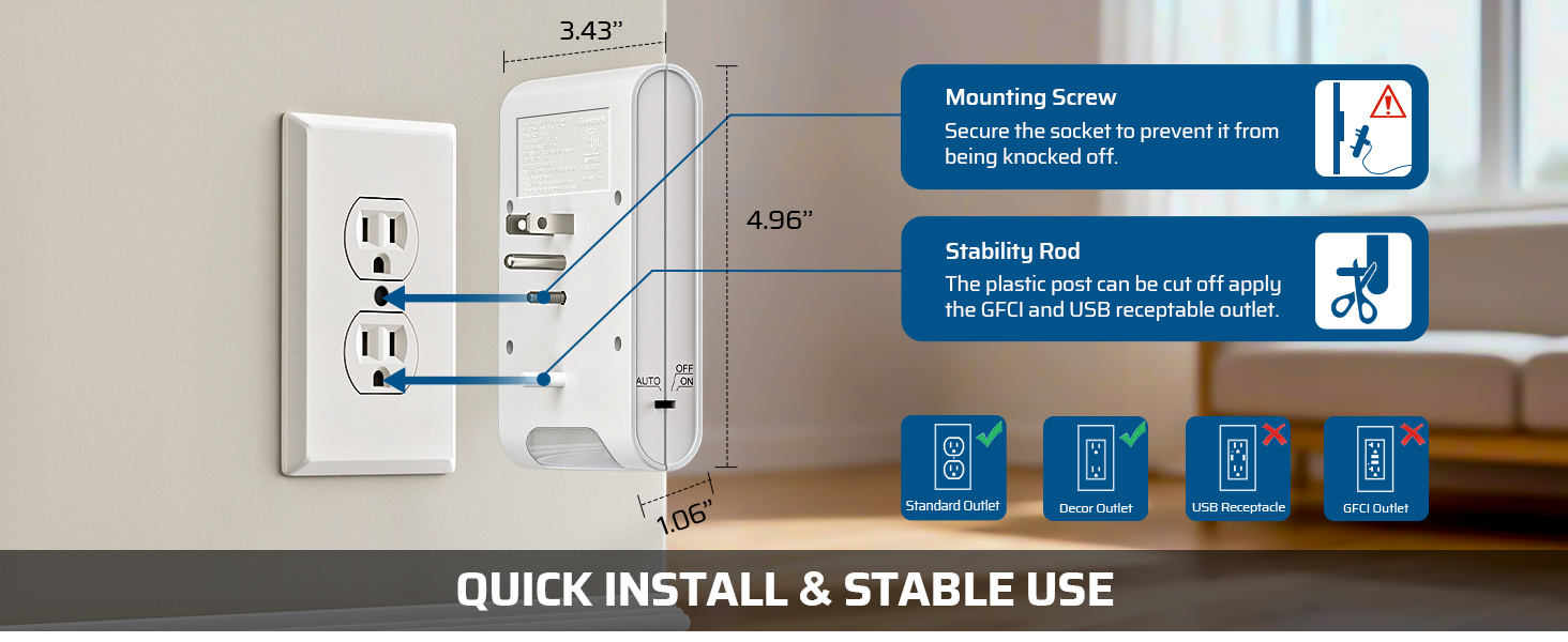 DEWENWILS 4-Outlet Extender is Sleek, Stable, and Secure