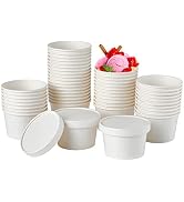 50pack 8oz Paper Soup Containers with Lids, Disposable Kraft Paper Food Cups, Ice Cream Cups, Pap...