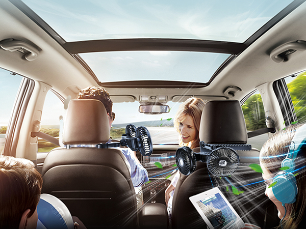 Nauttxon Car Fan for Back Seat, 360°Rotatable USB Car Seat Fan for Baby Rear Facing