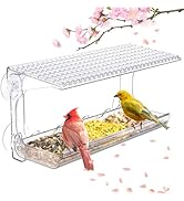 SUNALLY Window Bird Feeder for Outdoors, Clear Bird Feeders Window Mounted with Strong Suction Cu...