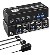 8K@60Hz KVM Switch 2 Monitors 2 Computers 4K@120Hz USB 3.0 Dual Monitor KVM for 2 PC Share 2 Moni...