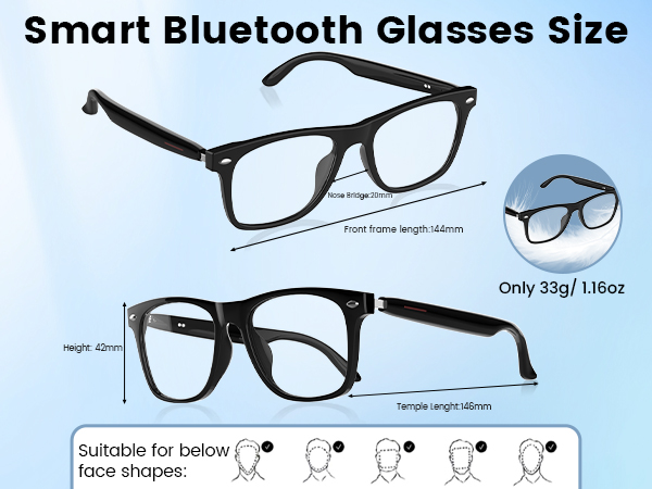 Bluetooth Audio Smart Glasses for Women Men,Blue Light Blocking Bluetooth Glasses with Speak