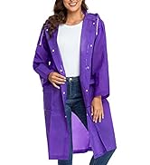 Reusable EVA Rain Poncho for Adults, Unisex Men and Women Hooded Long Clear Raincoat