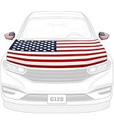 G128 Combo Pack: American USA Car Hood Cover 3.94x5.25 Ft &amp; 2PK American USA Car Side View Mirror...