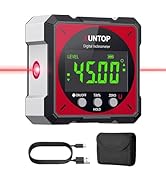 XUNTOP USB Charging Digital Angle Finder Level Box with Laser (Class 2, <1mW Output), 4-side Stro...