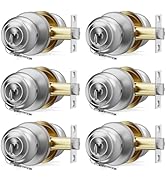 AmzGod 6 Pack Door Knob with Lock, Keyed Different Entry Door Knobs, Interior and Exterior Round ...