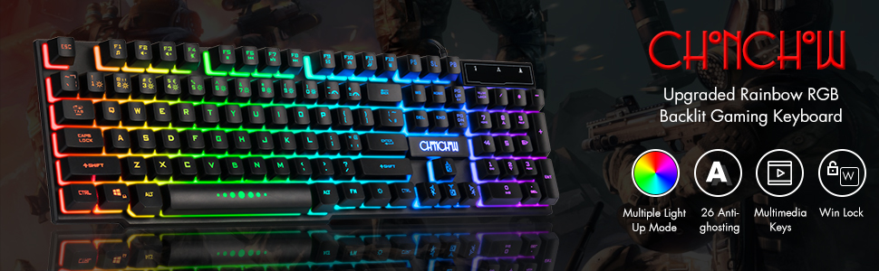 CHONCHOW Rainbow RGB Backlit Gaming Keyboard