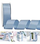 HUIHUANG Dusty Blue Ribbon 1-1/2 inch Double Face Satin Ribbon Silk Ribbon 50 Yards Roll for Gift...