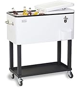 BLACK+DECKER, Mobile Cooler Cart, 2 Door Seal Lid, Bottle Opener with Catch Basin, Bottom Storage...