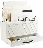 White Mail Organizer - Countertop Desktop Mail Holder - Kitchen Office Desk Organizers Storage wi...
