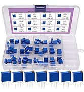 Taiss 60PCS Variable Resistor Assortment Kit 3296W Multiturn Trimmer Potentiometer 12 Values 100 ...