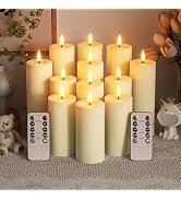 Flameless Battery Operated Candles with Remote: Set of 12 2.2''×4'' 5'' 6'' 7'' Outdoor Waterproo...
