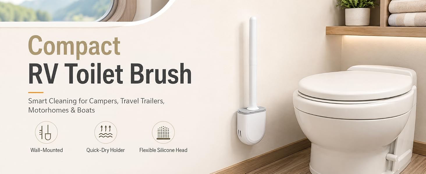 RV Toilet Brush and Holder, Wall Mounted