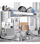 Dish Drying Rack Over Sink - Large Over the Sink Dish Drainer Adjustable Length (24.8'' to 35.43...