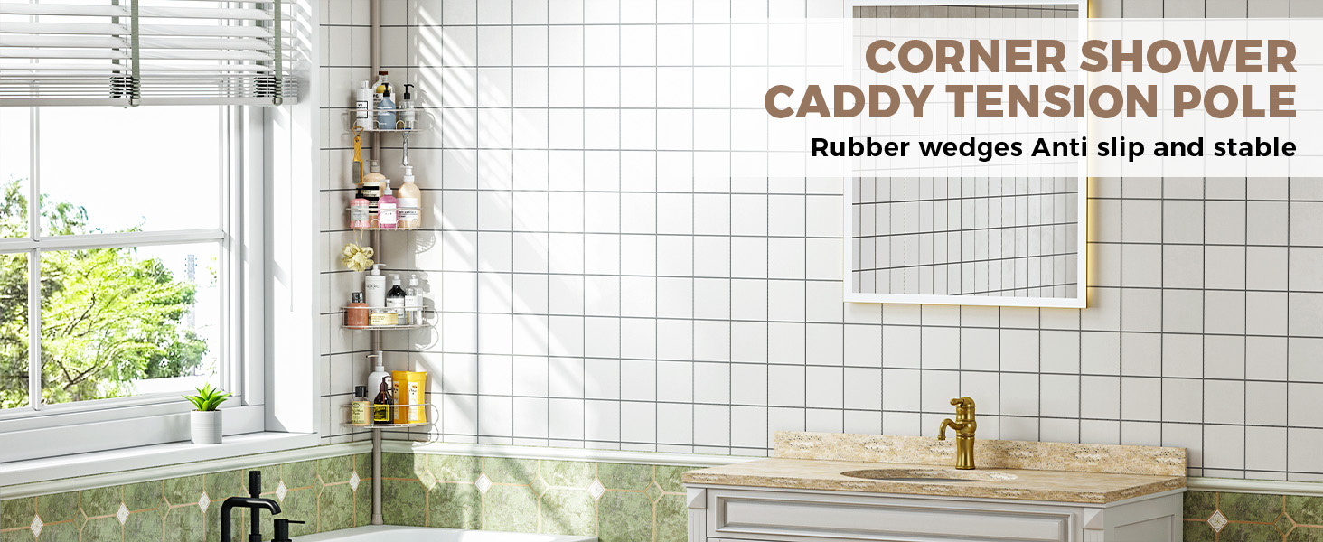 Urackify Corner Shower Caddy Tension Pole