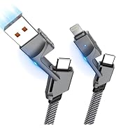 2Pack 4 in 1 USB C Cable for Lightning Cable 6FT, 60W [Fast Charging &amp; Data Sync] Flat Braided Mu...