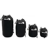 REFLEX CAMERA Drawstring Camera Lens Pouches 4 Pack (S/M/L/XL) Thick Padded Pouch Set for Maximum...
