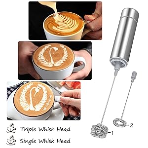 with a single whisk and a triple whisk, the frohter could make smooth foam very fast