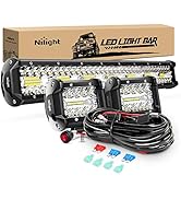 Nilight 20Inch 420W Triple Row Spot Flood Combo Led Light Bar Work Driving Lamp 2Pcs 4Inch 60W Cu...