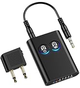 OQIMAX Bluetooth 5.2 Adapter for Airplane, Bluetooth Transmitter Receiver for 2 AirPods or BT Dev...