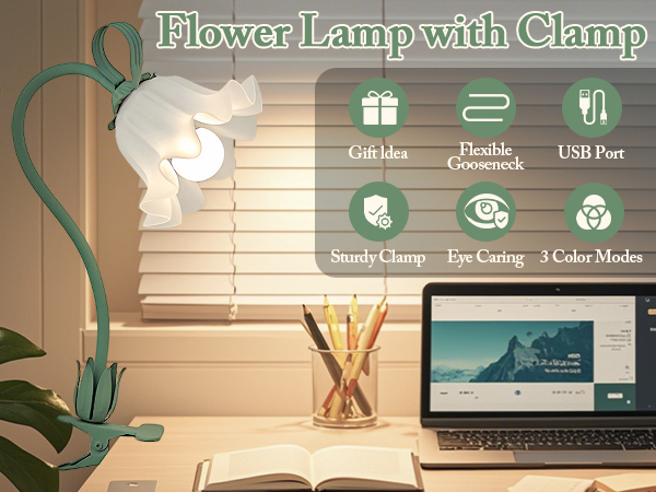The floral design of the flower clip lamp will add a touch of nature and elegance to any room