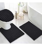 Arotive Luxury Chenille Bathroom Rugs 3 Piece with Toilet Lid Cover, Shaggy Soft and Absorbent Ba...
