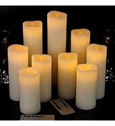 Vinkor Flameless Candles Battery Operated Candles 4" 5" 6" 7" 8" 9" Set of 9 Ivory Real Wax Pilla...