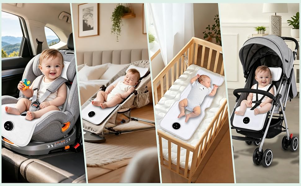 cooling pad with size 33.4&amp;#34;L X 13&amp;#34;W universal fit for most car seats and strollers