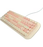Lomiluskr Cute Colorful Wired Mechanical Keyboard for Girls and Kids, Round Keycaps, Compact 84 K...