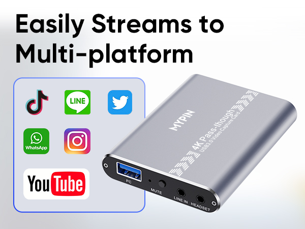 4K 60fps Audio Video HDMI Game Capture