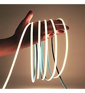 MALIIGAZA 12V Natural White COB LED Strip Light, 4000K Flexible 5mm Narrow Rope LED Tape Lights f...