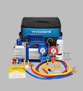 VIVOHOME 110V 1/3 HP 4.5CFM Single Stage A/C Vacuum Pump and AC Manifold Gauge Kit, Sparkless Mot...
