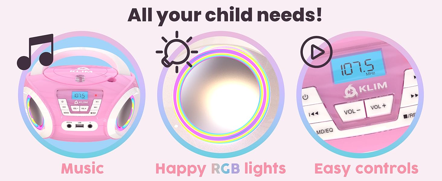 KLIM Candy Kids CD Player for Children