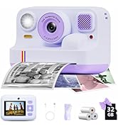 Instant Print Camera for Kids, Christmas Birthday Gifts for Girls Boys Age 3-15, 1080P Selfie Por...