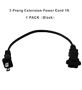 2 Prong Extension Cord 1FT,Short Flexible Extension Cable Black,US Male/Female Power Cable for NE...