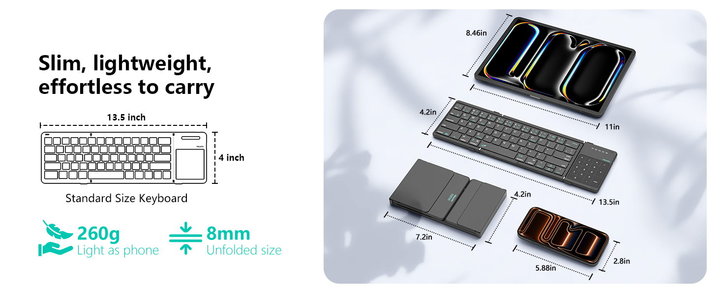 Mini wireless Bluetooth keyboard foldable
