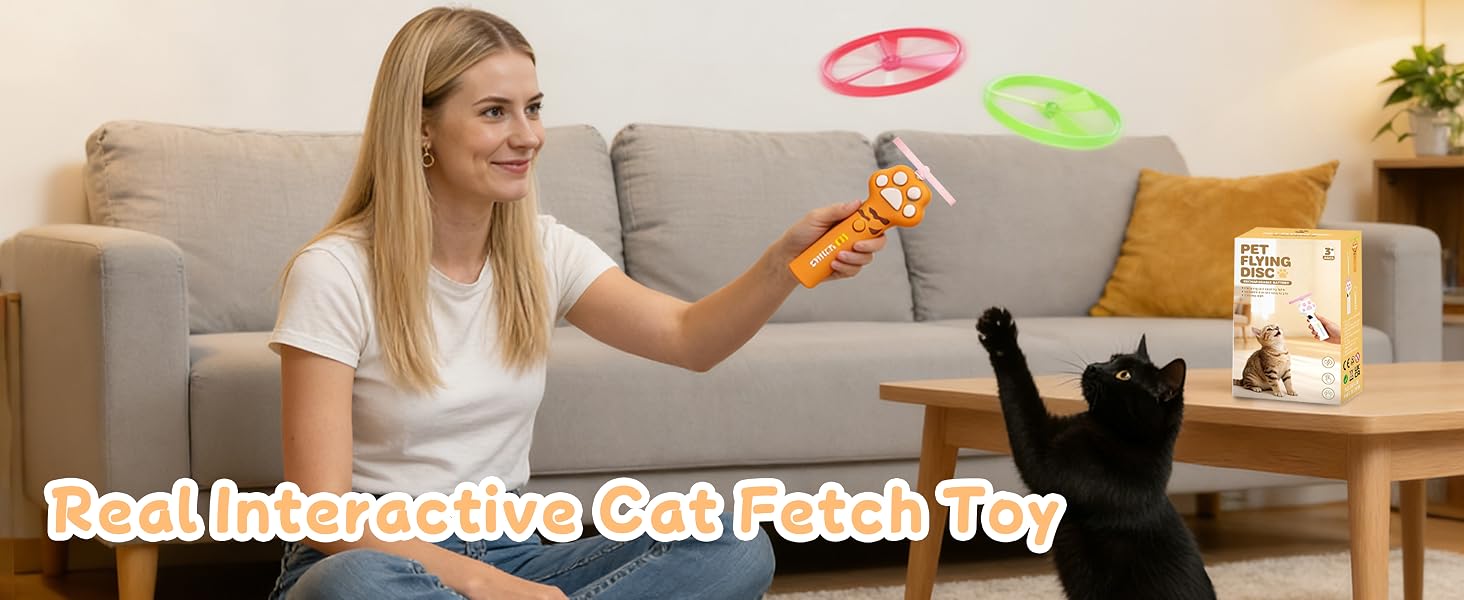 Cat Flying Disc Launcher Toy, Real Interactive Cat Fetch Toy
