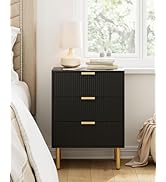 AEPOALUA Night Stand,Tall Bedside Table with 3Storage Drawers,White Nightstand,Bedside Furniture,...