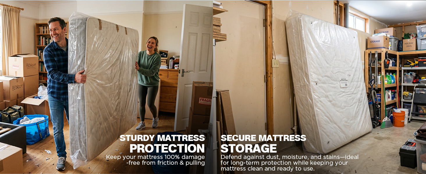 Moving? Secure your mattress with a plastic protector and cover.