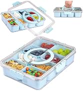 U-QE Dishwasher Safe Snackle Box Container with 8 Small Snacks Box - Premium Mint Green Plastic D...