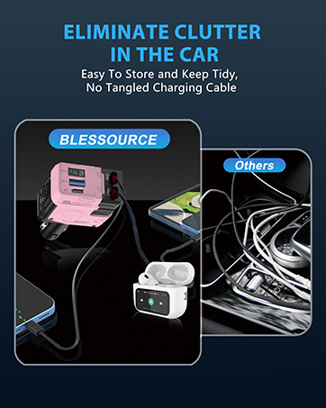 Pink Retractable Car Charger