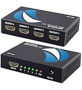 Movcle HDMI Splitter 1 in 4 out Full Ultra HD 1080P 4K/2K 1X4 Port Box Hub with US Adapter v1.4 P...