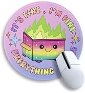 Gctriki Gradient Dumpster on Fire Mouse Pad, Cute Round Mouse Pads for Desk, Funny Purple Mousepa...